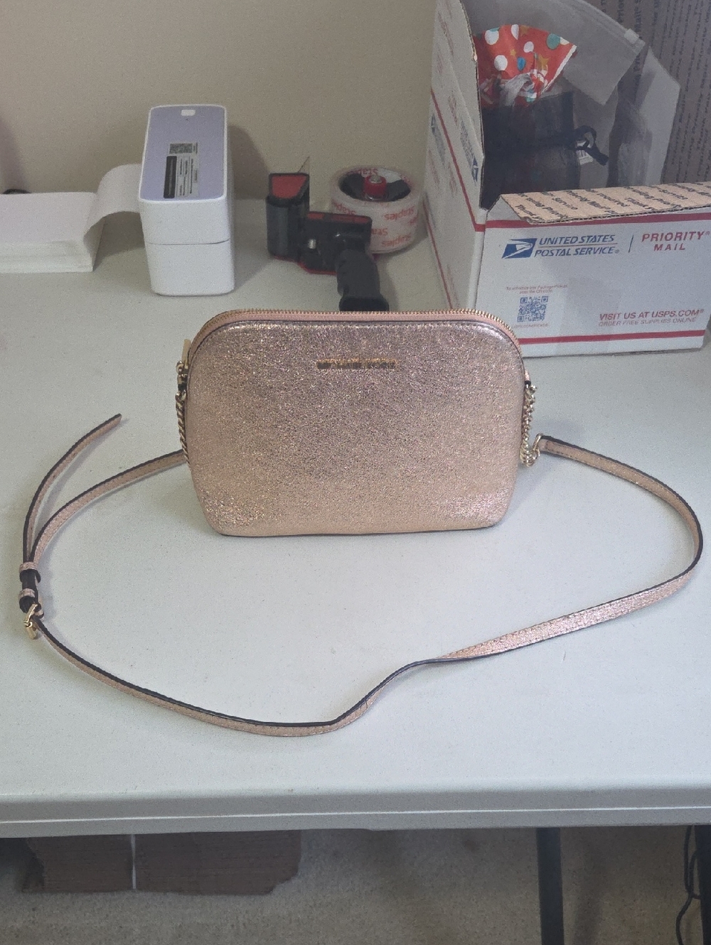 Michael Kors Rose Gold Metallic Crossbody